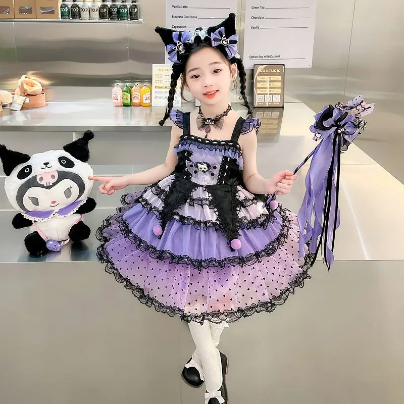 

girl skirt kuromi Sanrio Series Anime Purple colour Cartoon Character Magic Element Sleeveless dress kid new cute Birthday gift