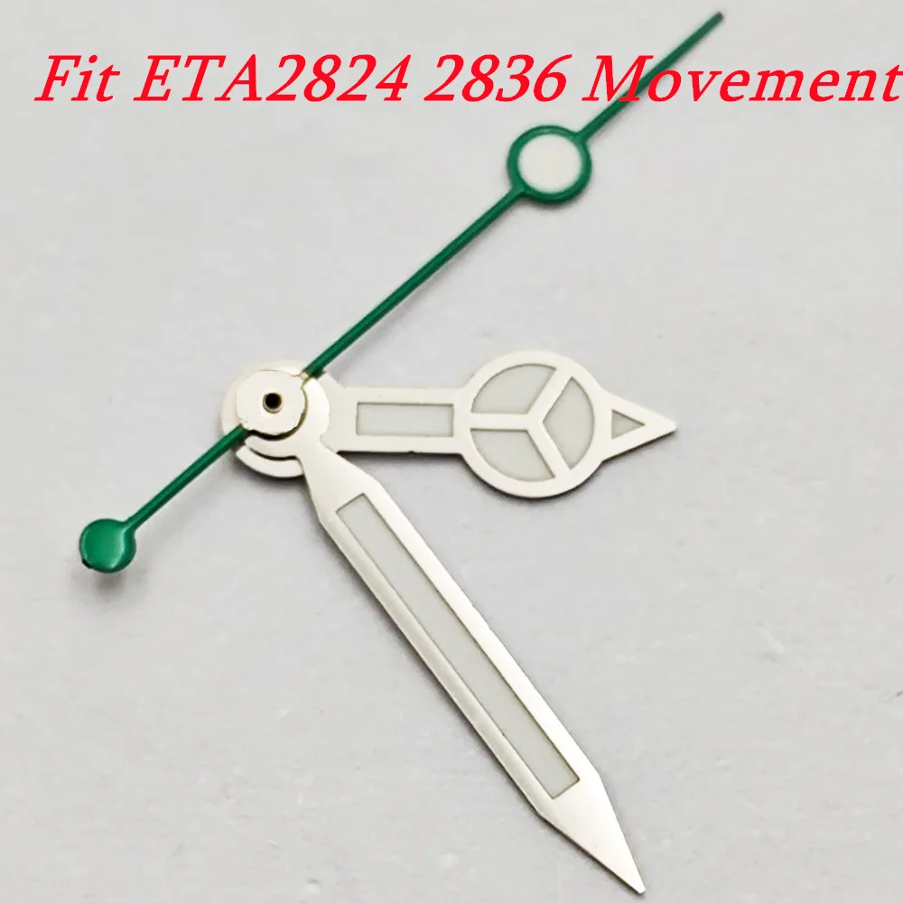 Silver & Black Green Luminous Watch Hands