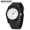 SANDA 6219 Quartz Student Watch Simple Fashion Black Purple Pink Analog Display Silicone Strap Wristwatch for Boy and Girl 6