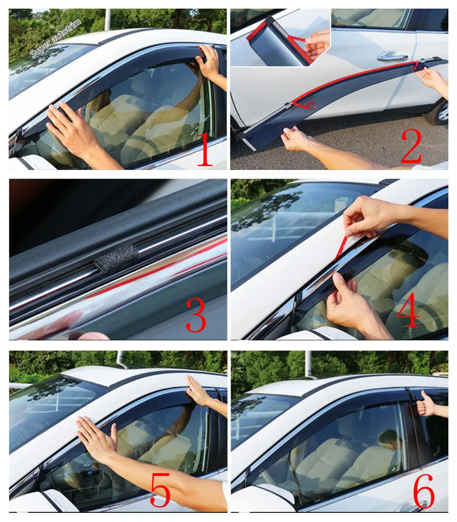 Lapetus Car Exterior Window Visors Awnings Wind Rain Deflector Guard Vent Cover 4PCS Fit For Kia Cerato Forte K3 -
