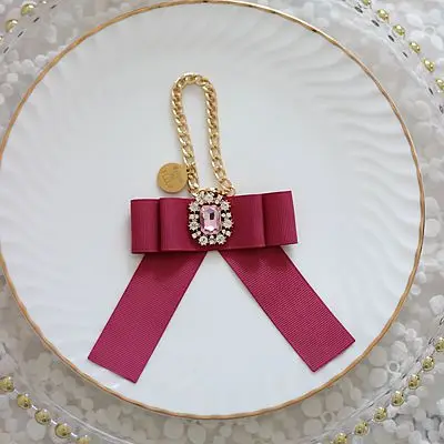 Japanese Style Girl Lolita Rhinestone Gem Bow Handmade Dream Bag Hanging Chain Pendant Ins Small Bag Charms Cute Keychain