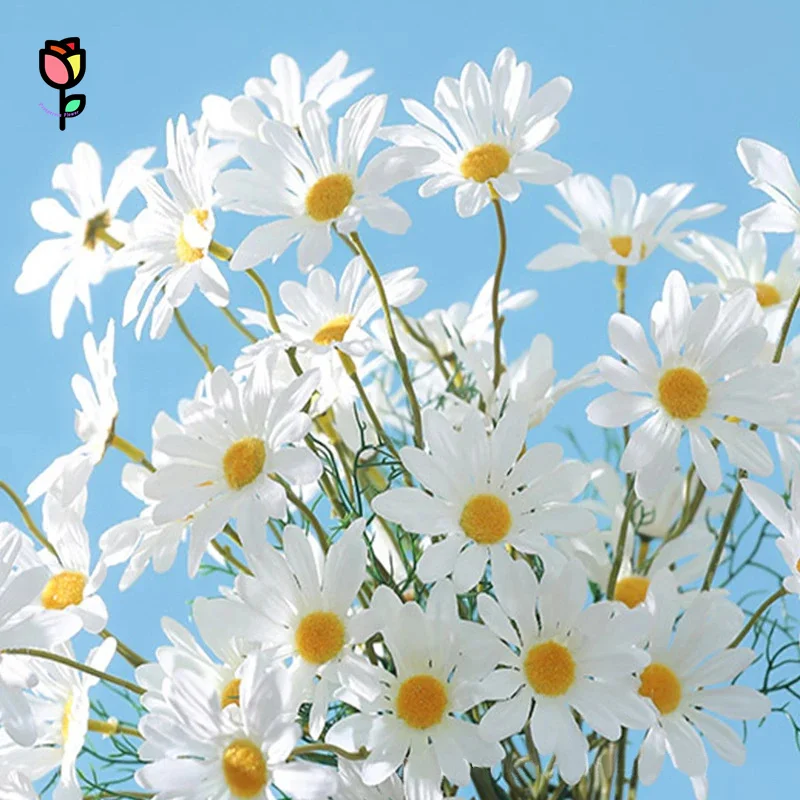 

5pcs Artificial Flowers Plants Colorful Small Daisy Silk Flower Home Garden Decor Chrysanthemum Wedding Party 5-Head Chamomile
