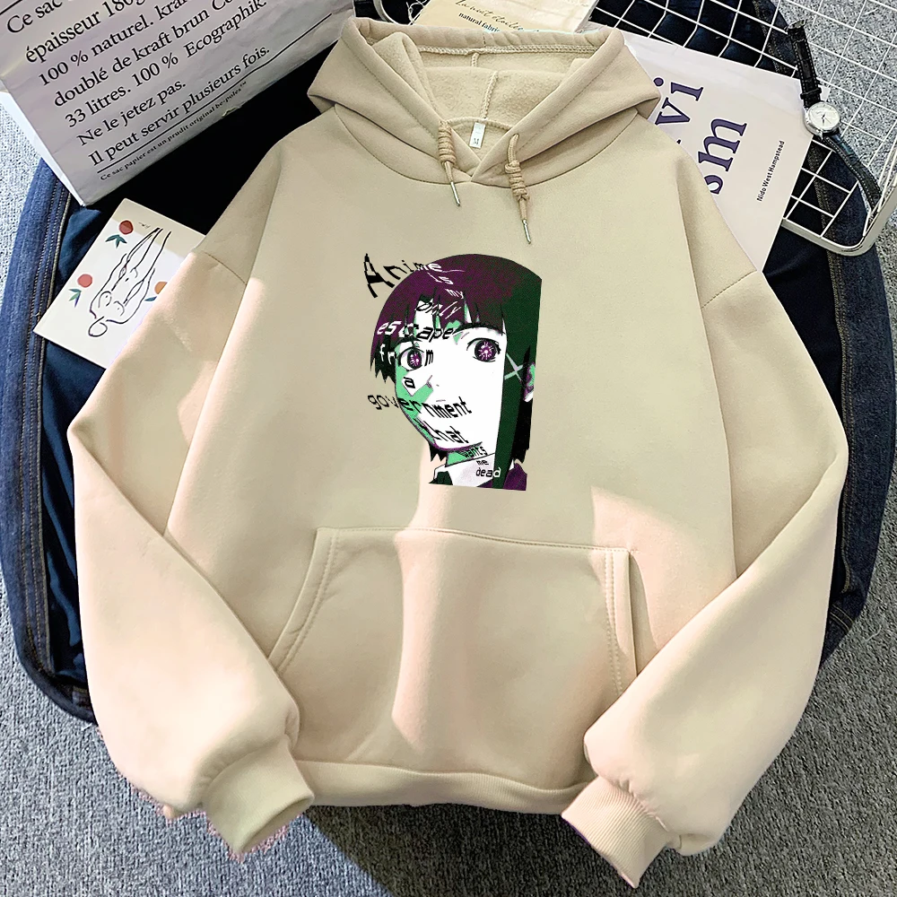 

Japanese Anime Serial Experiments Lain Hoodies Women Kawaii Harajuku Cartoon Graphic Streetwear Unisex Tops Sweatshirts Female