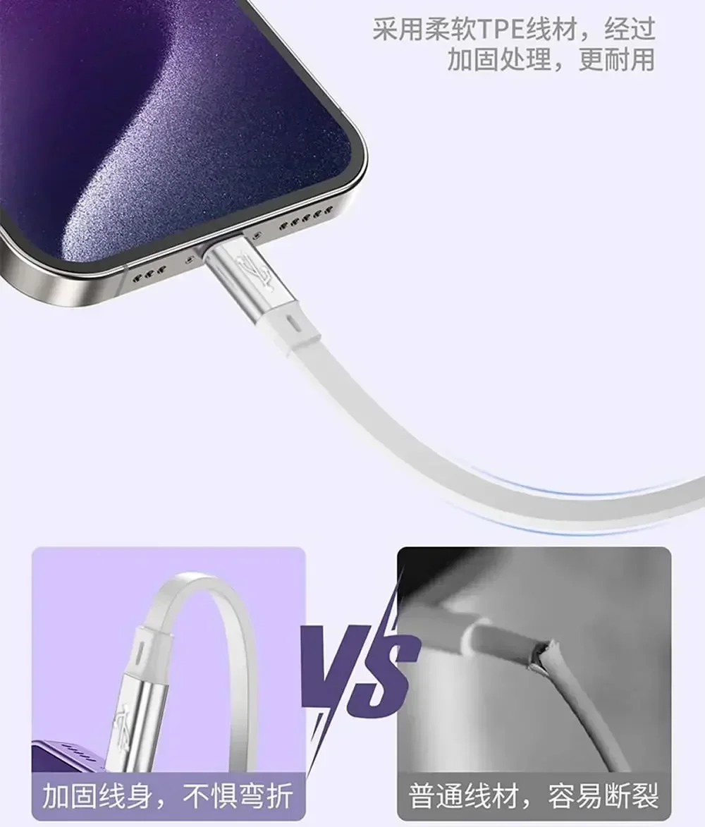 PD 100 W USB C einziehbares Datenkabel, für iPhone 15 Pro Max für MacBook Samsung Schnellladekabel für iPad Typ C Laptop-Schalter – Detail 7