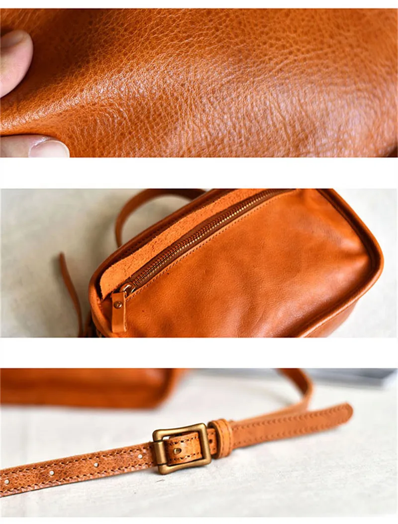 Pndme Modedesign Echt leder Damen kleine Handtasche literarische Retro natürliche echte Rindsleder Frauen Party niedlichen Umhängetaschen – Detail 9