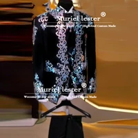 Man Sliver Metallic Beaded Wedding Suits Slim Fit Single Breasted Prom Blazers Customized Formal Occasion Dresses Suits Men 2025 1