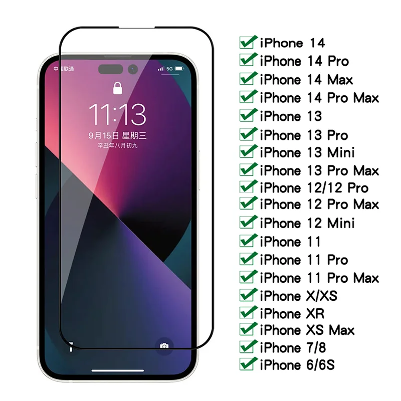 Vetro Protettivo Completo 99D Per Iphone 15 14 13 12 Mini 11 Pro Max Proteggi Schermo Temperato Iphone X Xr Xs Max 7 8 6 Plus Film