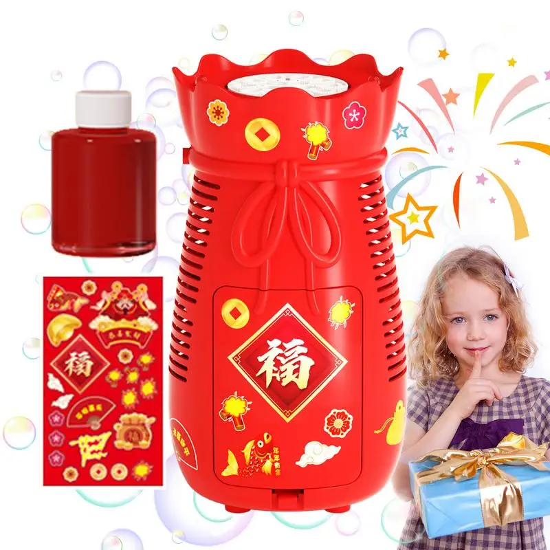 

Electric Bubble Machine Lucky Bag Shape Bubble Blower Maker Electric Funny Light Up Chinese New Year Bubble Machine Gifts 90ML