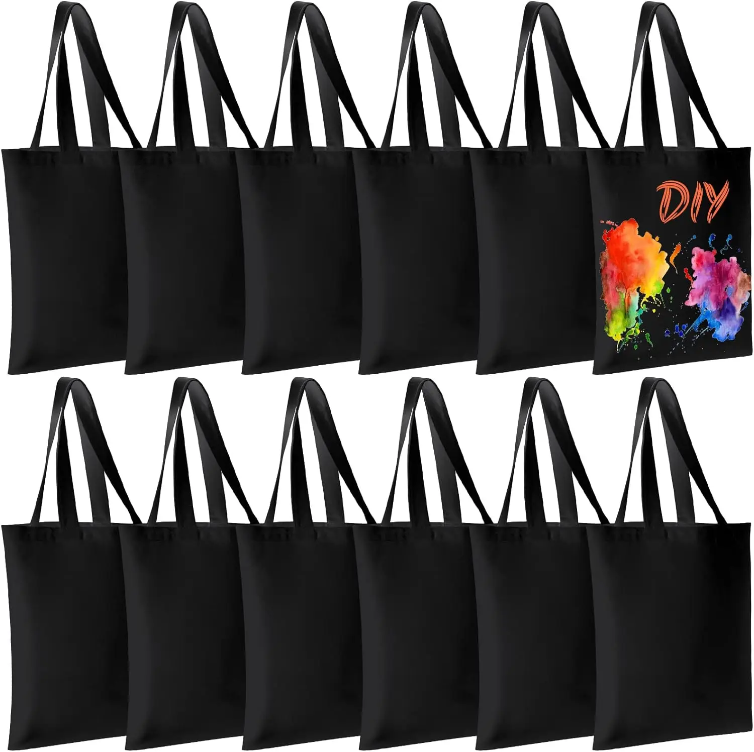 6-Pack DIY Craft Sublimation Tote Bags Blank Canvas Reusable Grocery Bags with Washable Heat Transfer