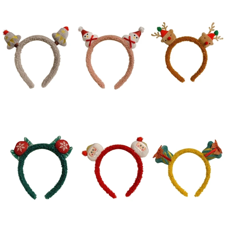 

Christmas Plush Headband Snowman Hair Hoop Headband Christmas Deer Headband Gift Box Headband Christmas Hair Hoop
