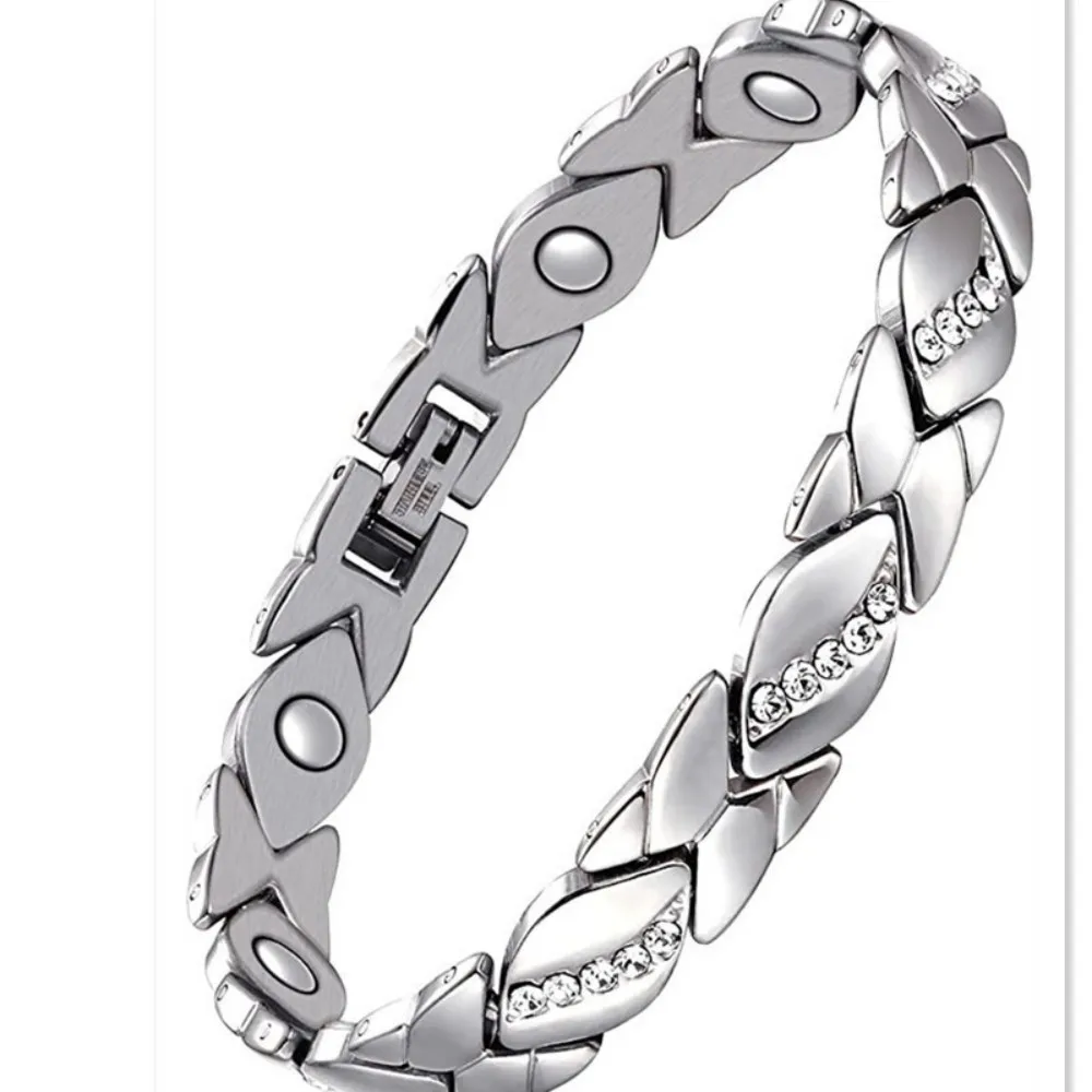 Magnetic Therapy Arthritis Pain Relief Bracelets for Women Magnetic Steel Titanium Health Bracelet with Crystal Fashion Jewelry