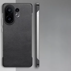 Frameless Leather Soft Silicone Shockproof Phone Case with Cowhide Design for Vivo X200 FE (Black)