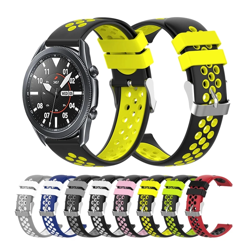 

20mm 22mm Band for Samsung Galaxy Watch 3/46mm/42mm/active 2/46 Gear s3 Frontier/S2/Sport silicone bracelet Huawei GT 2/2E strap
