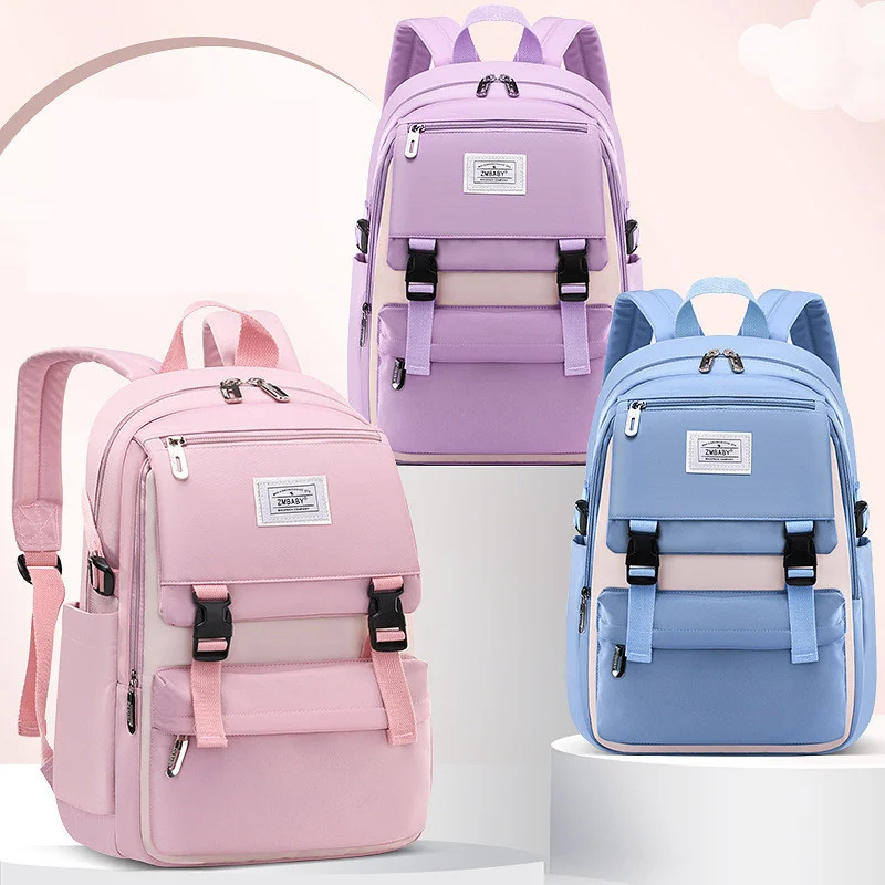 Mochilas de escuela secundaria para niñas, mochila impermeable con muchos bolsillos, campus de calidad para adolescentes