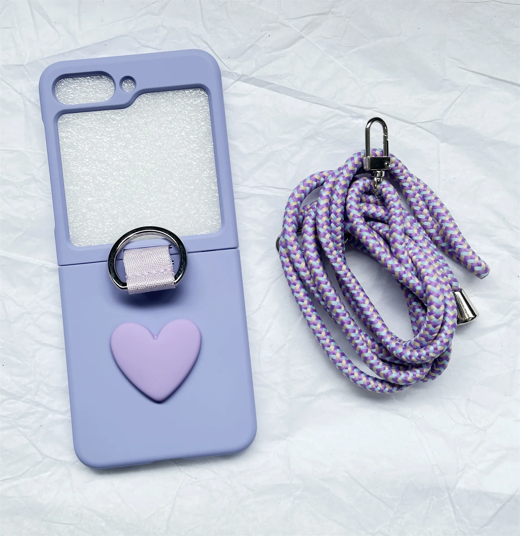 Luxury Crossbody Lanyard Necklace Strap Shoulder Chain Heart Solid Color Phone Case