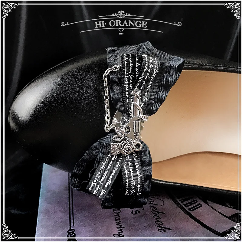 Shoe Clip for Women Gothic Style Handmade Lolita Black Bow Shoe Accessories All-match Shoe Buckle