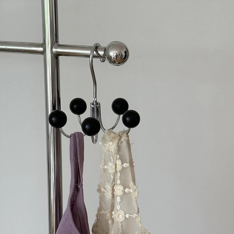 Description Picture 2 of itemRotating Hook Multifunctional Household Iron Art No Punching No Trace Clothes Drying Pole Wardrobe Cloakroom Bathroom