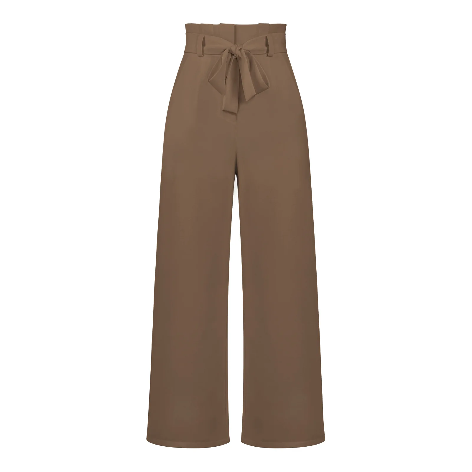 Women Casual Wide Leg Pants With Waistband High Waist Fashion Sweatpants Ladies Solid Streetwear Loose Bow Trouser Clothing