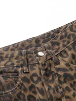 Leopard Print Jeans for Women High Waisted Y2k Retro Fashion Streetwear Denim Pants Hip Hop Straight Wide Leg Baggy Jeans - Image 3