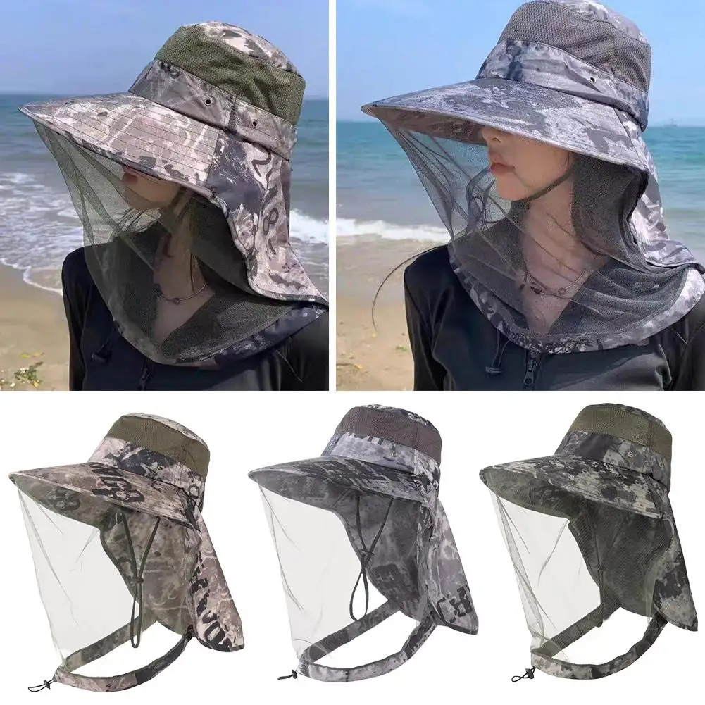 Veil Fishing Hat Sun Protection Mosquito Prevention Style Design Outdoor Beekeeping Mask 2025 New Drawstring Face Summer Z7X3