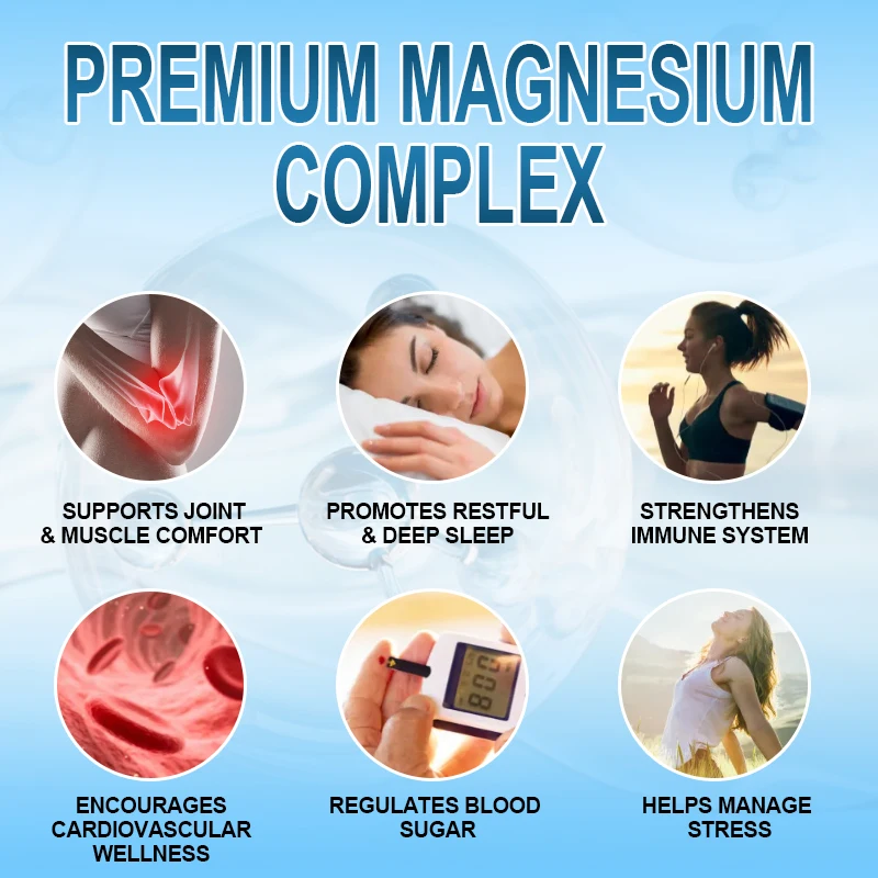 Complex Magnesium Capsule Supplements, Nervous System, Muscle And Bone Support Sleep, Energy, Leg Cramps, Headaches 4