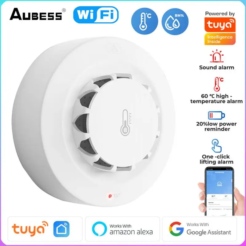 

Tuya WiFi Smoke Detector Temperature and Humidity Sensor Alarm Fire Smart Life Fire Protection Home Security Alarm Smart Home