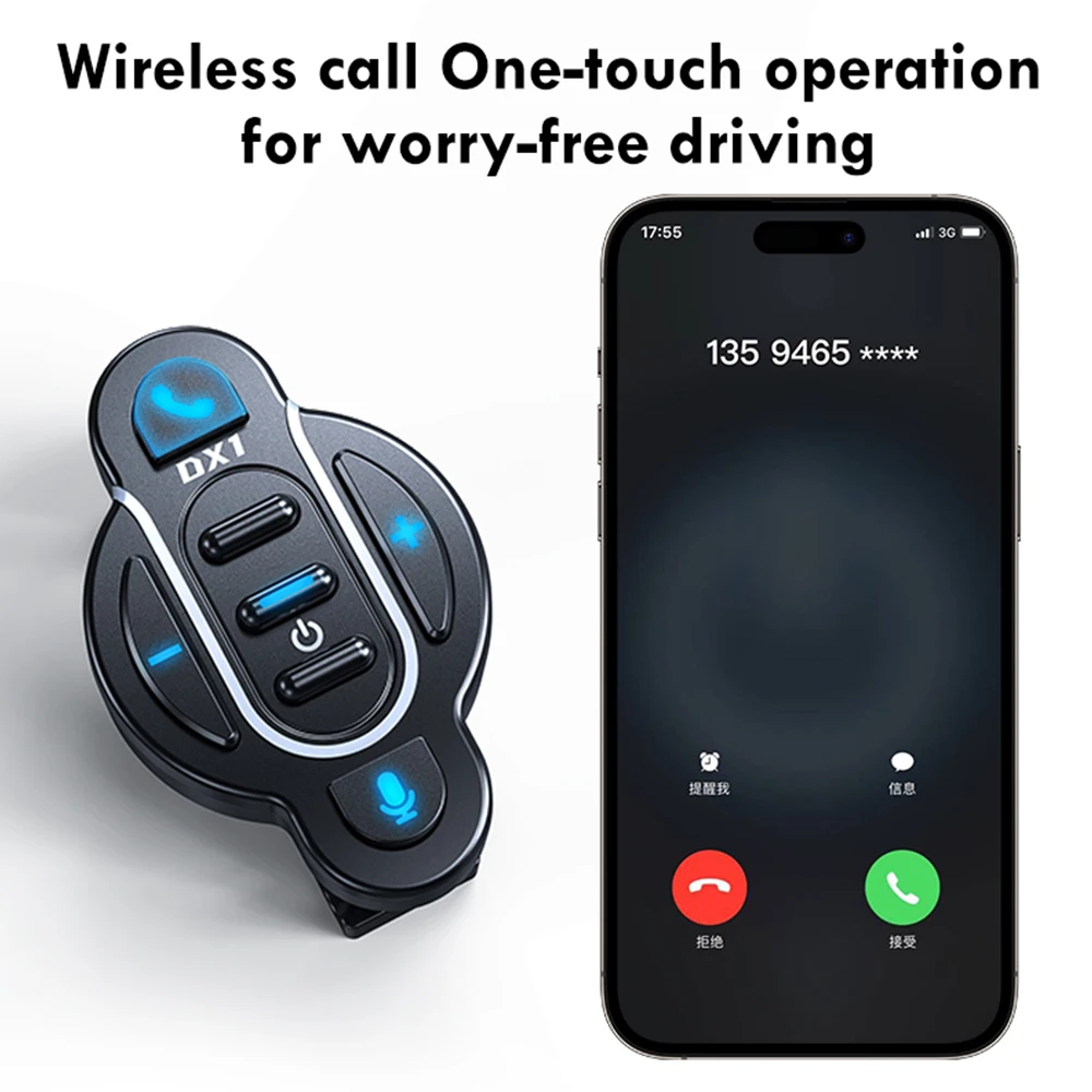 Wireless media controller universal smart Bluetooth 5.4 remote control waterproof for helmet earphone motorcycle bike handlebar