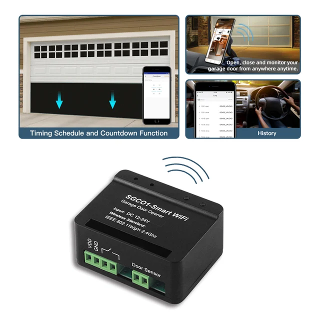SGC01 WiFi Switch Smart Garage Door Opener Controller 24V Work With Xhouse APP Control by Phone for Swing Sliding Gate Opener 5