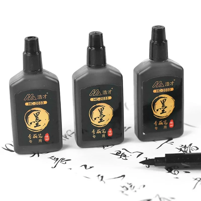 3 Pcs/Set Calligraphy Painting Pen Chinese Brush Pens for Writing Lettering Signatures Soft Brush Tip Refillable Ink Art Craft 6
