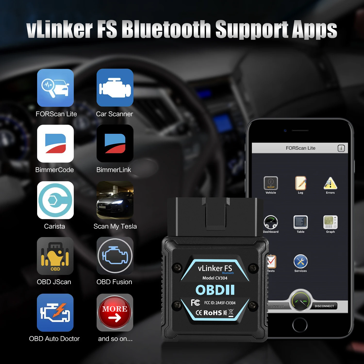 Vgate vLinker FS BT ELM327 V2.3 for Android/IOS For Ford FORScan HS MS CAN ELM 327 OBD 2 OBD2 Car Diagnostic Scanner Tools 4