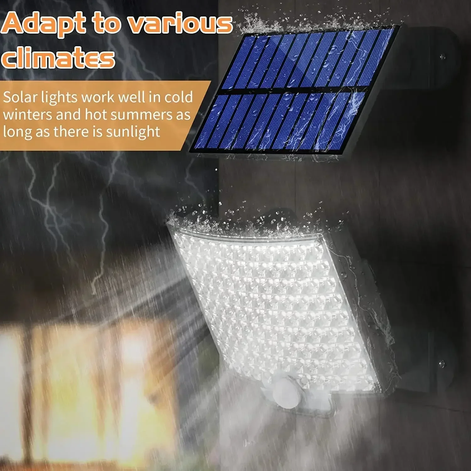 106LED Solar Light Outdoor Waterproof with Motion Sensor Floodlight Remote Control 3 Modes for Patio Garage Backyard 5