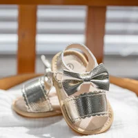 Newborn Classic Walking Shoes Summer Girls Breathable Sandals Pure Color Bowknot Garden Shoes Anti-slip Rubber Sole Baby Shoes 5