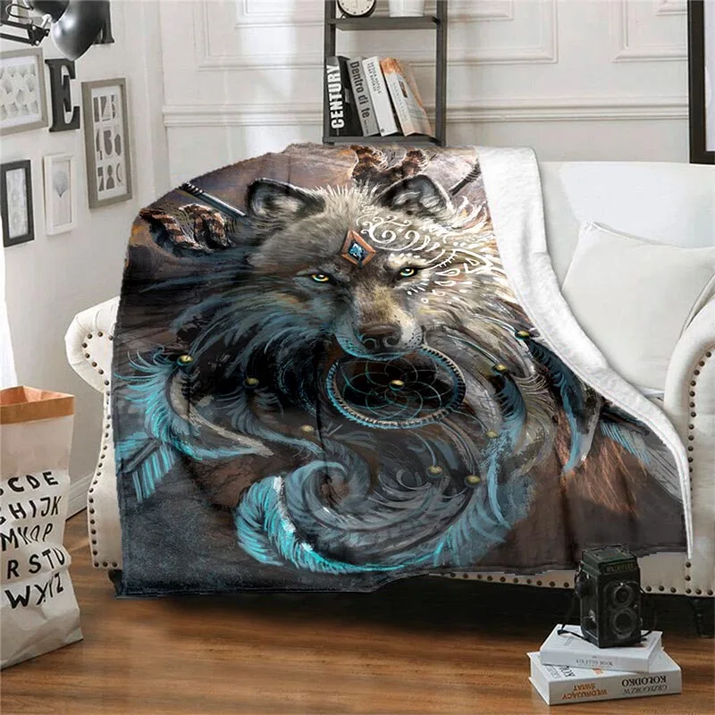 

Ловец снов, волк, животное, одеяло, личное легкое постельное белье, супер мягкое фланелевое одеяло в виде червя для кровати, гостиной, дивана