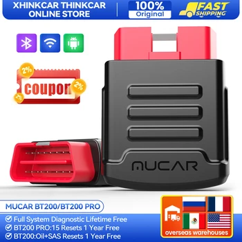 MUCAR 자동차 OBD2 스캐너 전체 시스템 자동차 진단 도구, 블루투스 OBD 2 오일 SAS 15 리셋, 모든 자동차 스캔, BT200 Pro/BT200