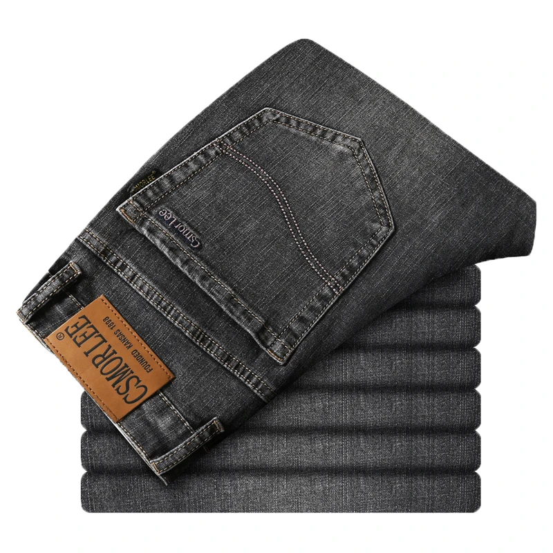 Dark Gray Jeans Men's Daily Classic Wear Office Business Simplicity2024New Loose Straight Men's Clothing Stretch Pants