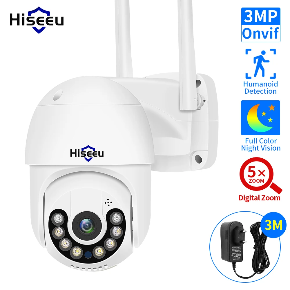 Hiseeu 1080P PTZ Wifi IP Camera Outdoor 4X Digital Zoom Night Vision 2MP 3MP Wireless Video CCTV Surveillance Cameras iCsee P2P