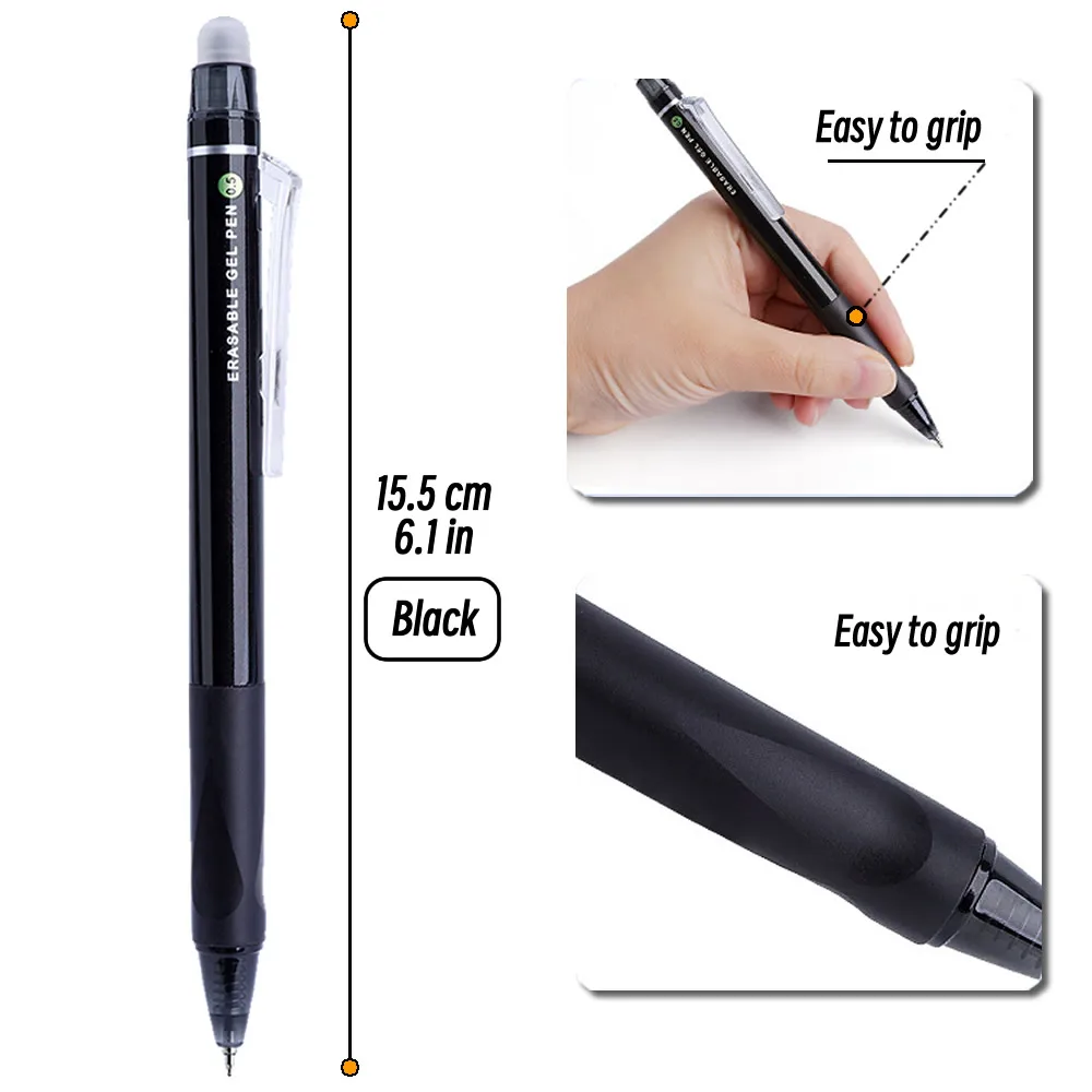 Retractable Gel Pens 1/5/10Pcs Erasable ST Tip 0.5mm Black Ink Stationery Supplies Aesthetic Kawaii Office School