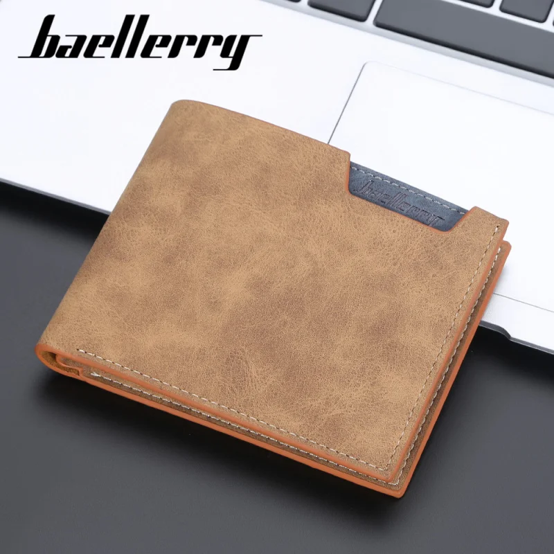 New Men's Short Wallet Multi Card Slots Open Leather Clutch Matte Young