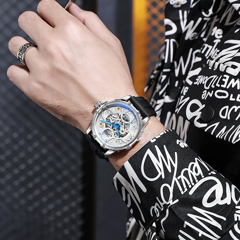 Meeste luksuslikud helendavad mehaanilised randmekellad, automaatne veekindel kell meestele_voghion.com