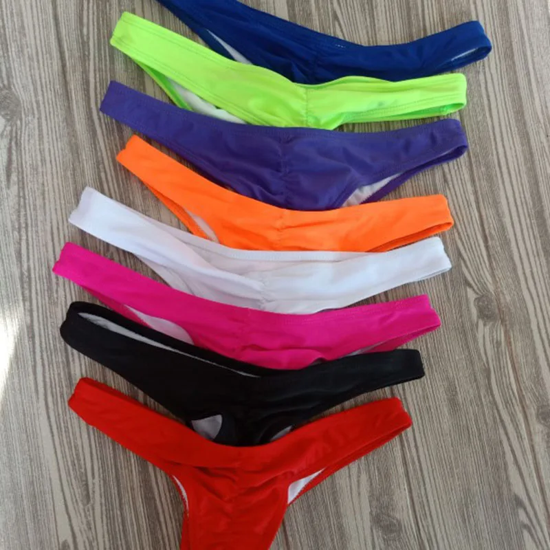 Women Swim Trunks Ladies Thong Swim Trunks Multiple Colors Solid Color Pleated