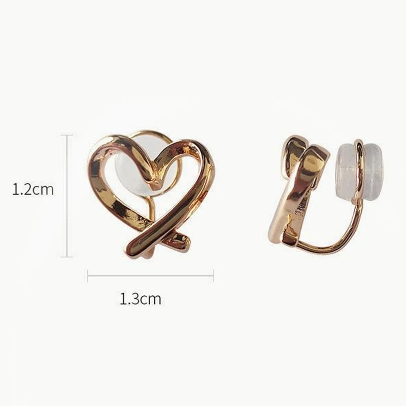 1/2pairs Simple Heart Clip on Earrings Women Girls No-Piercing Silicone Hollow Love Ear Studs Cuff Korean Earrring Clips Jewelry 6