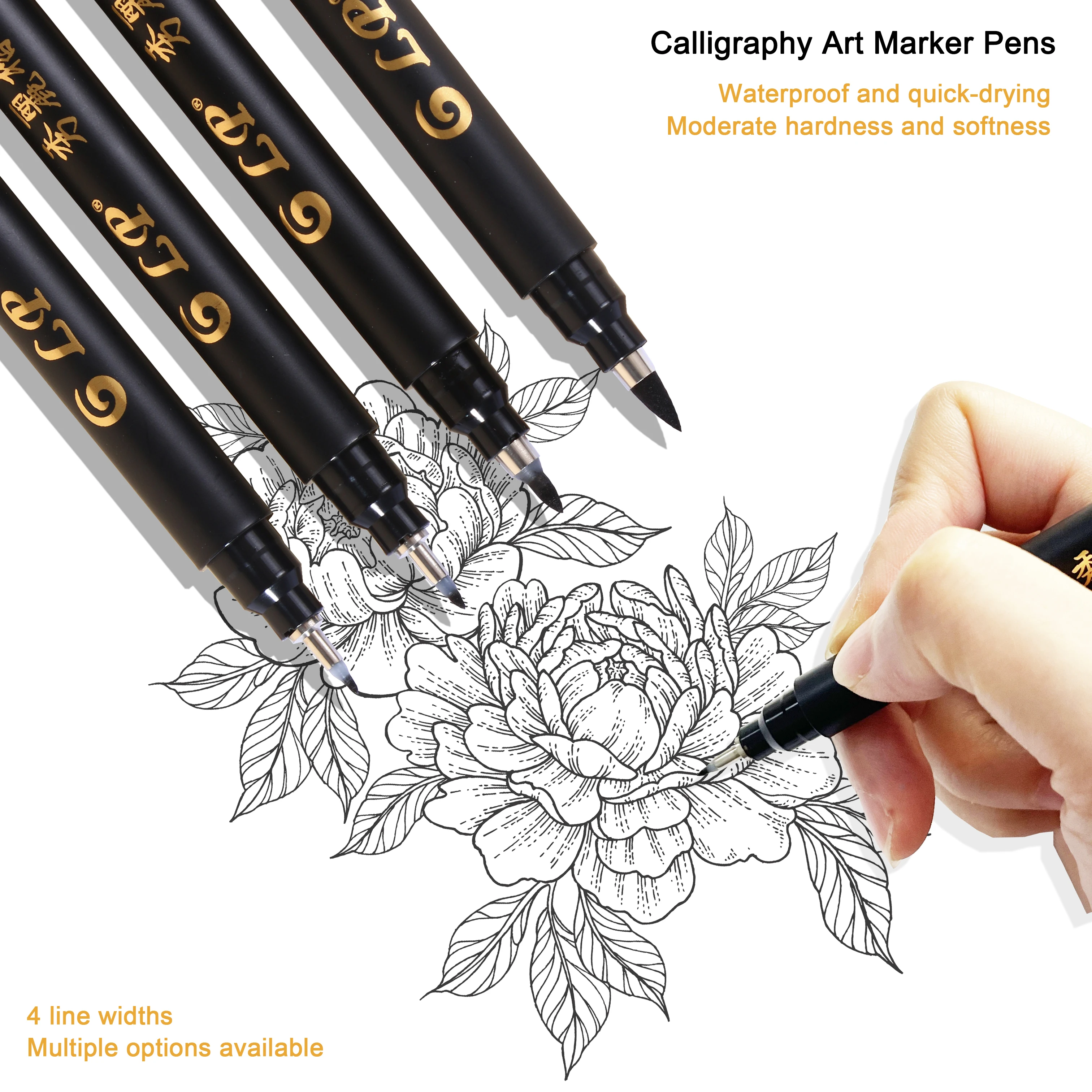 4 pcs Calligraphy Art Marker Pens Brush Art as a gift for Craft Supplies Art Writing Office School Supplies Stationery Student 6