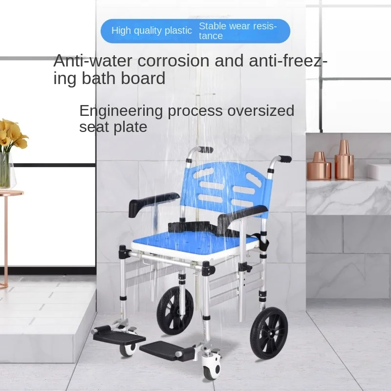 Transport Chair for The Elderly, Disabled Mobile Toilet Chair on Wheels, Foldable Disability Lift Chairs, Transfer Wheelchair 3