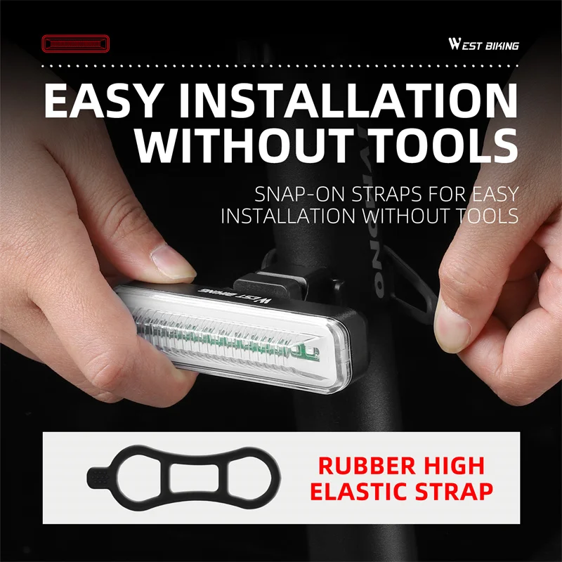 WEST BIKING Bike Tail Light Waterproof LED Bicycle Rear Light 400mAh Type-C Rechargeable Mountain Riding Cycling Tail Lamp