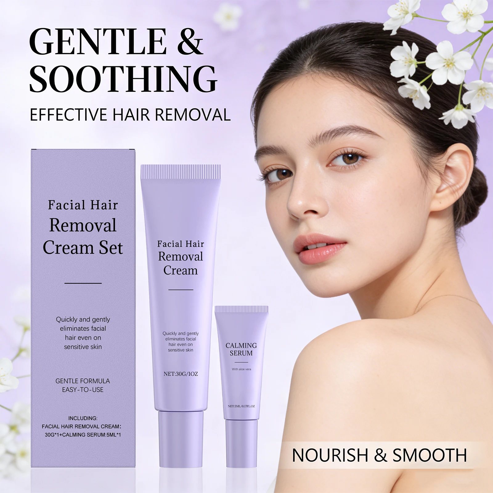 Facial Hair Removal Cream Set Painless Hair Removal Gentle And Non-irritating Remove Mustache Smoothing Moisturizing Face Care_voghion.com