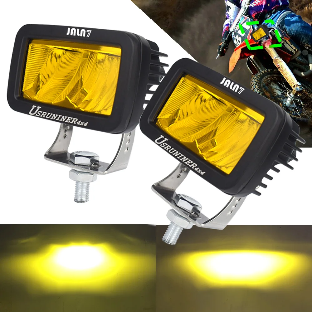 JALN7 Car 40W LED 4x4 Work Light Motorcycle Driving Headlight Square 3Inch  Yellow White DC 12V