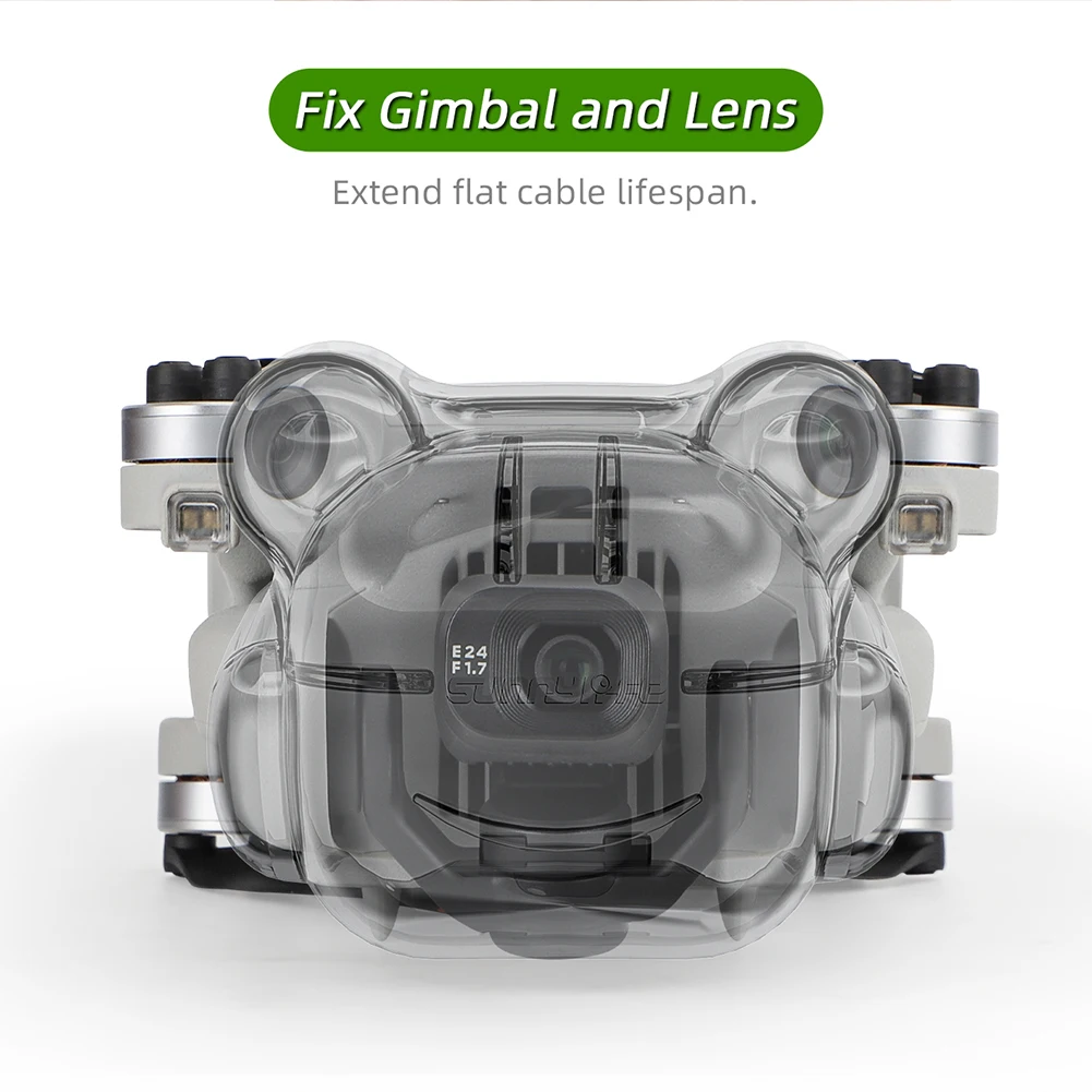 Couvercle grenouille retiré du DJI Mini 4 Pro, montrant la fixation sécurisée pour le cardan.