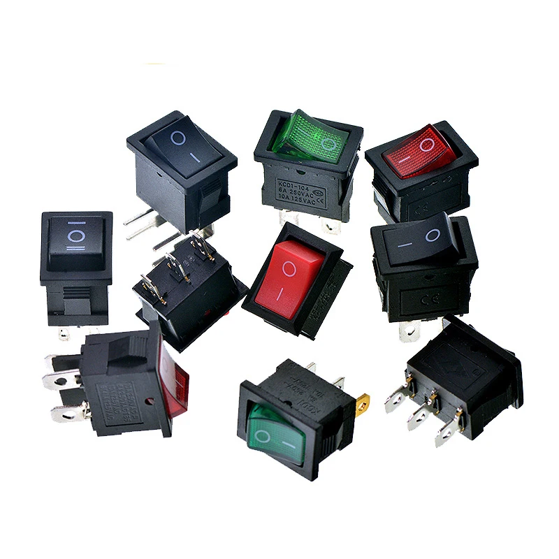 5pcs KCD1 Rocker Switch Push Button Mini Switch 6A10A 250V KCD1101
