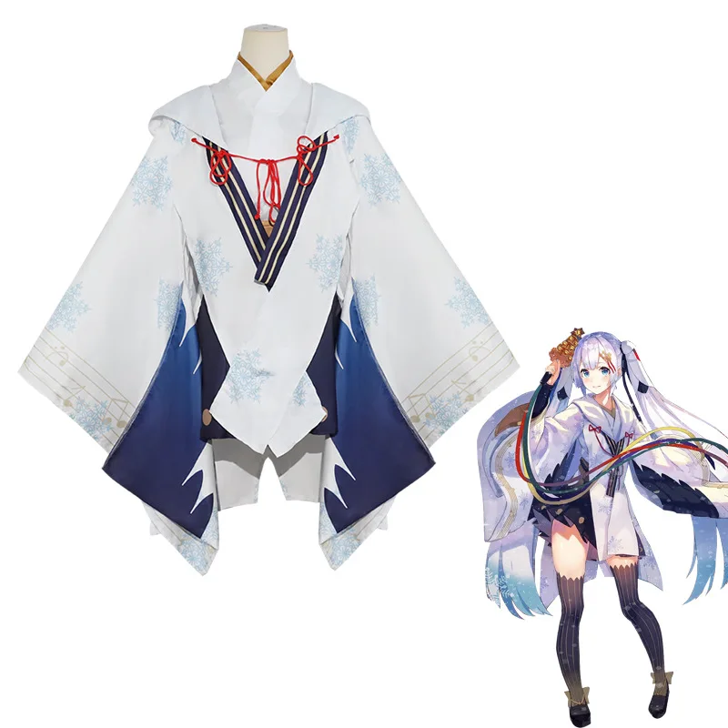 

Virtual Singer Vocaloid Hatsune Miku Snow Miko Kimono Cosplay Clothing Skirt Uniform Accessories Costume Prop Peripheral Gift