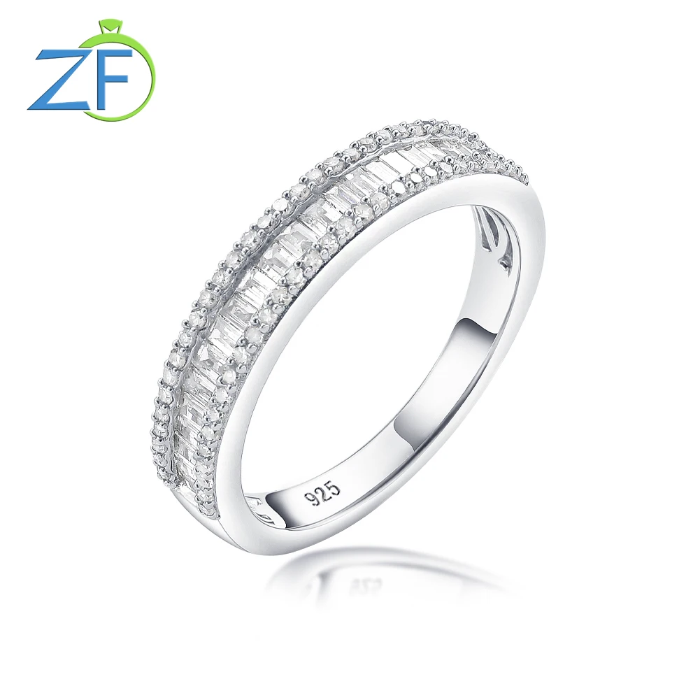 

GZ ZONGFA Pure 925 Sterling Silve Ring for Women Real Natural Diamond 0.7ct Gems Sparkling Wedding Engagement Fine Jewelry